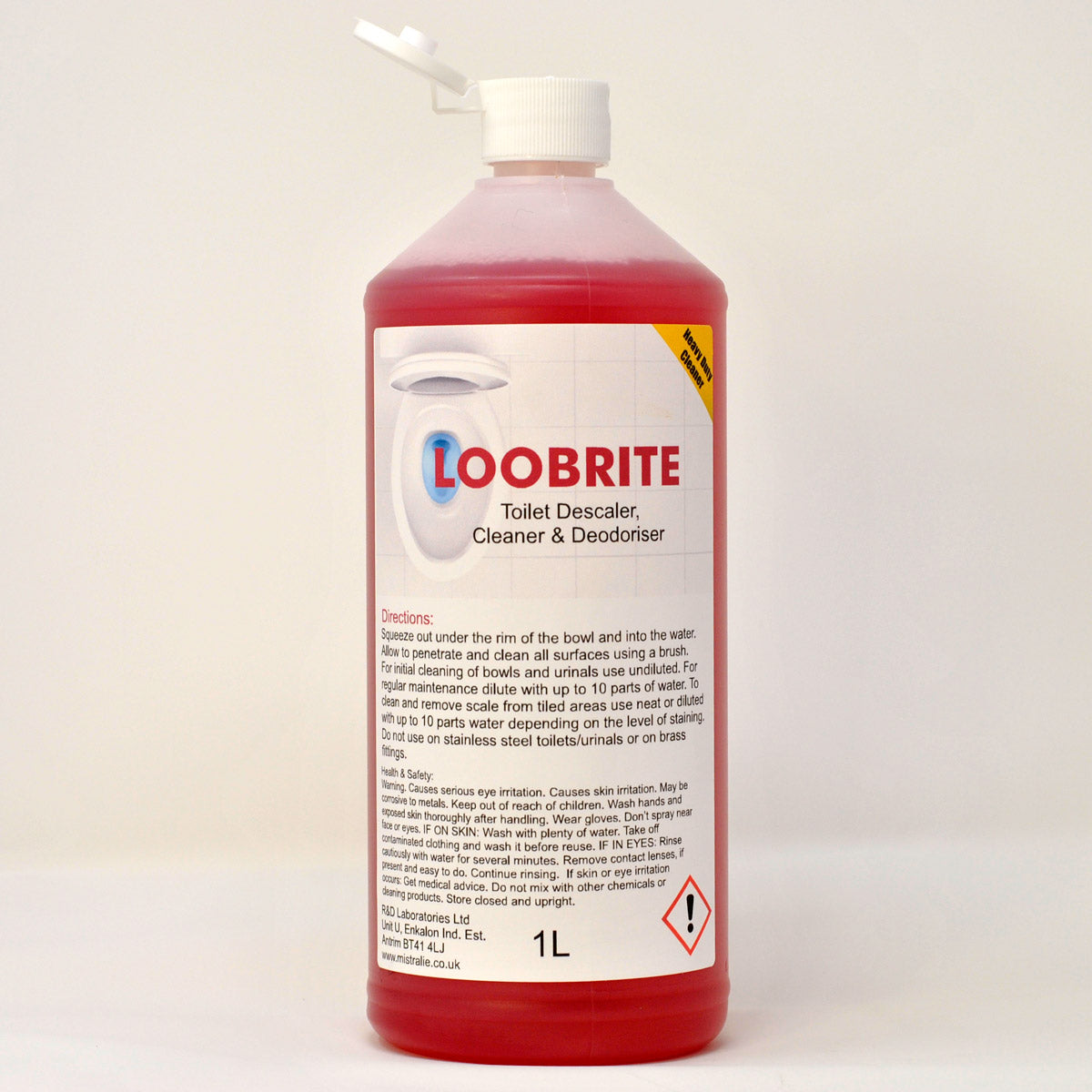 Acidic Toilet Cleaner, Descaler, Disinfectant & Deodoriser - Heavy Duty (loobrite)