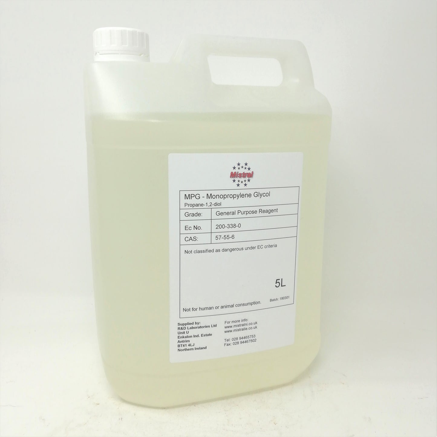 Propylene Glycol / MPG - Coolant, Antifreeze, De-icer, Heat transfer fluid