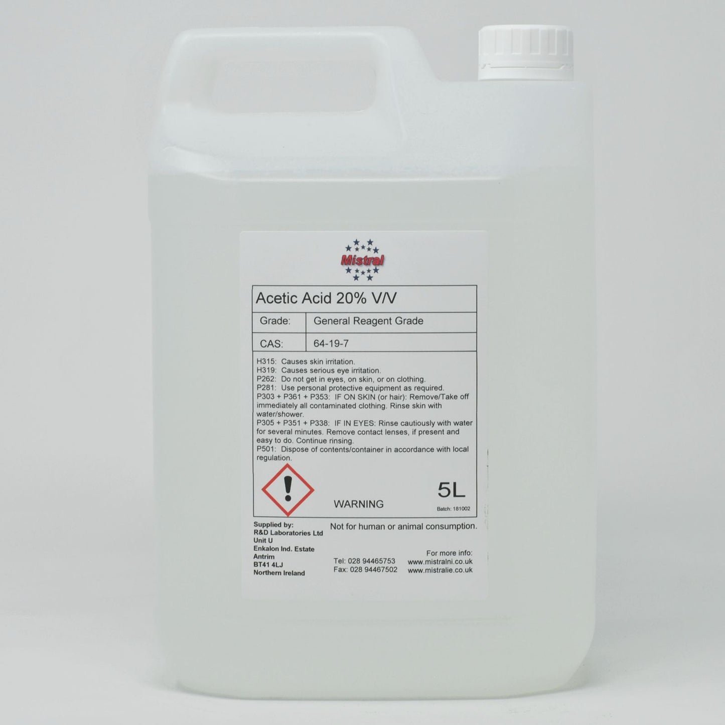 Acetic Acid 20% v/v - Ethanoic acid