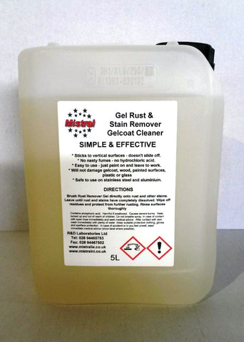 Gel Rust Remover & Gelcoat Cleaner- Thickened Phosphoric Acid for removal of Rust, Limescale and Stains
